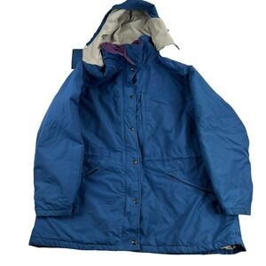 Vtg LL Bean Womens XL Gorpcore Hooded Parka Blue Nylon Winter Jacket USA